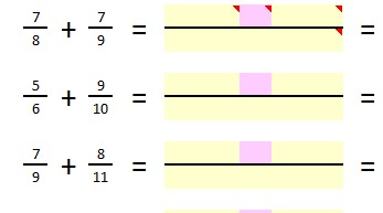 This self-marking spreadsheet sets out the stages of adding unrelated fractions together.
